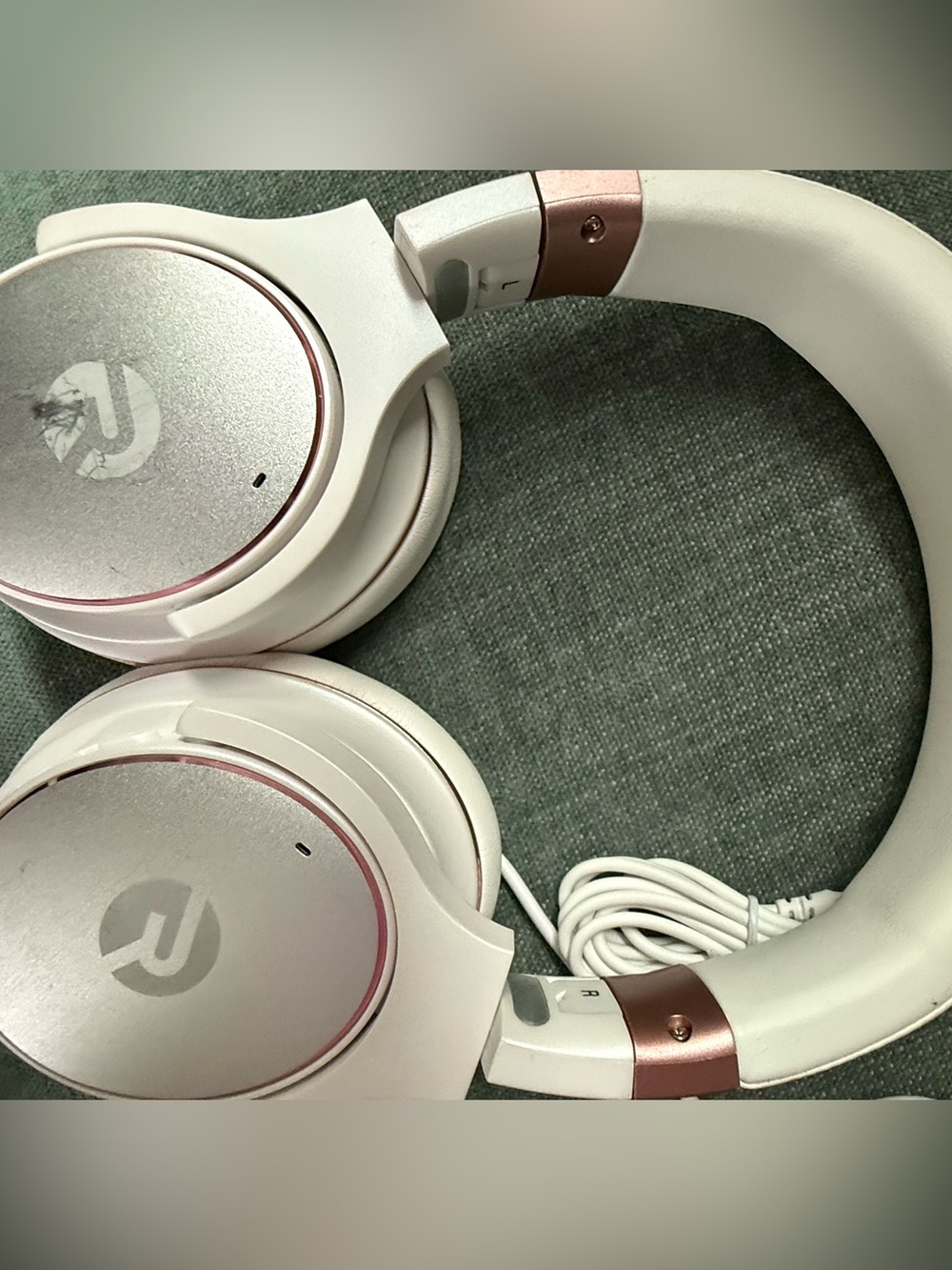 Raycon Everyday Overear Headphones White and Rose Gold
